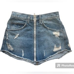 Carmar Blue Distressed Denim Mini Skirt